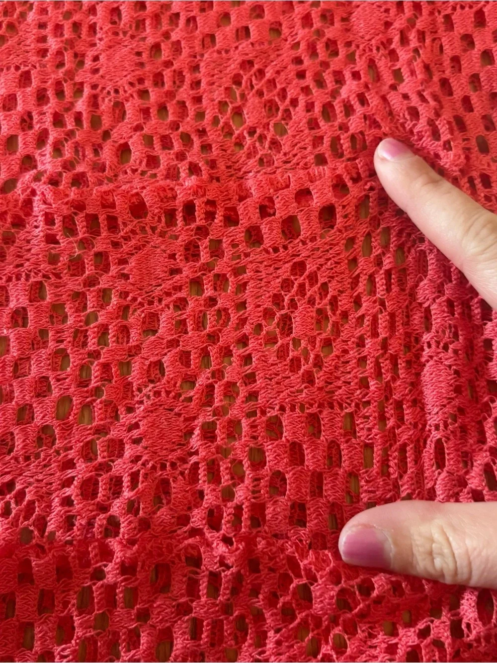 Free People Hot Pink Crochet Tunic Large Long Sleeve Net Open Knit Boho